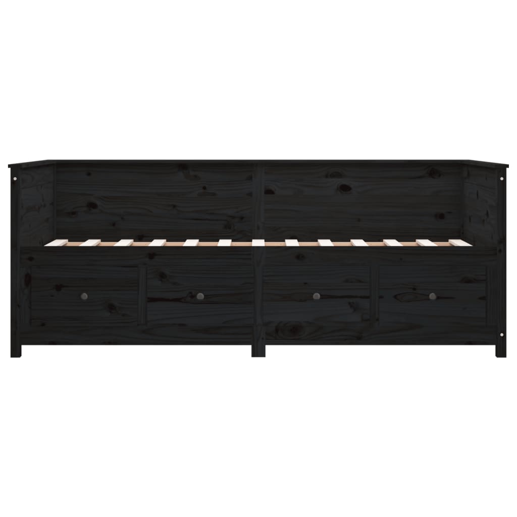 Day bed without mattress black 100x200 cm solid pine wood