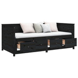 Day bed without mattress black 90x200 cm solid pine wood