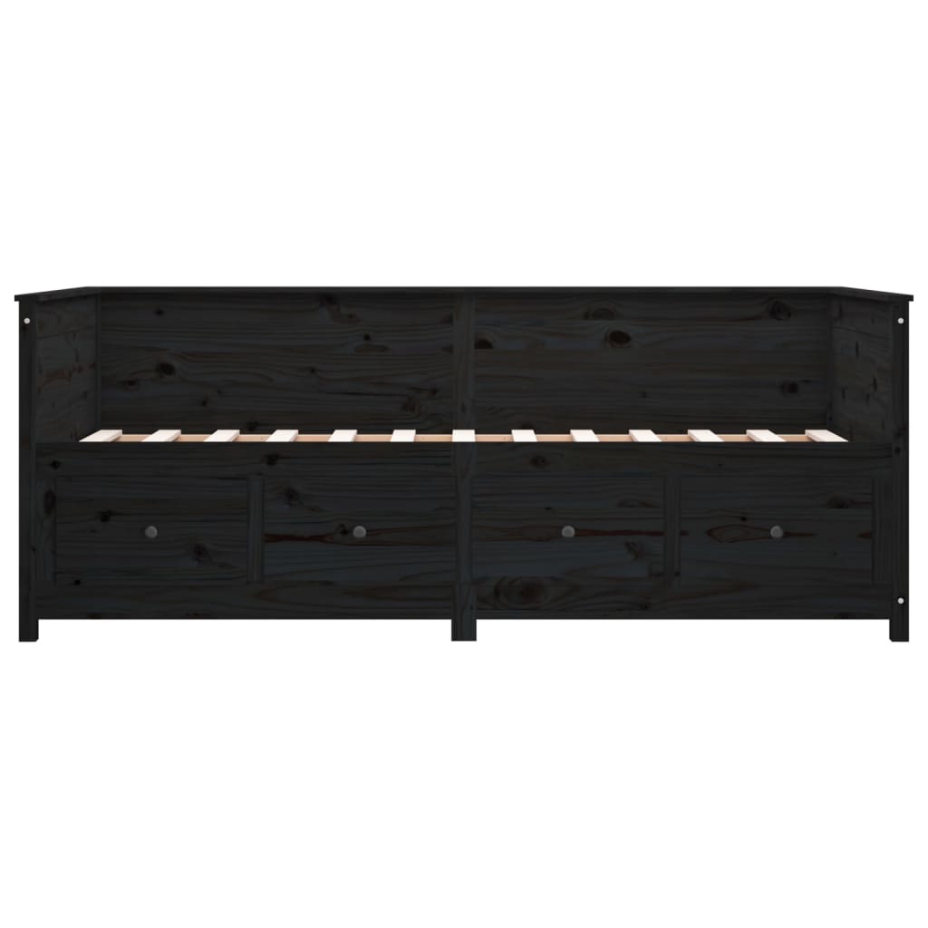 Day bed without mattress black 90x200 cm solid pine wood