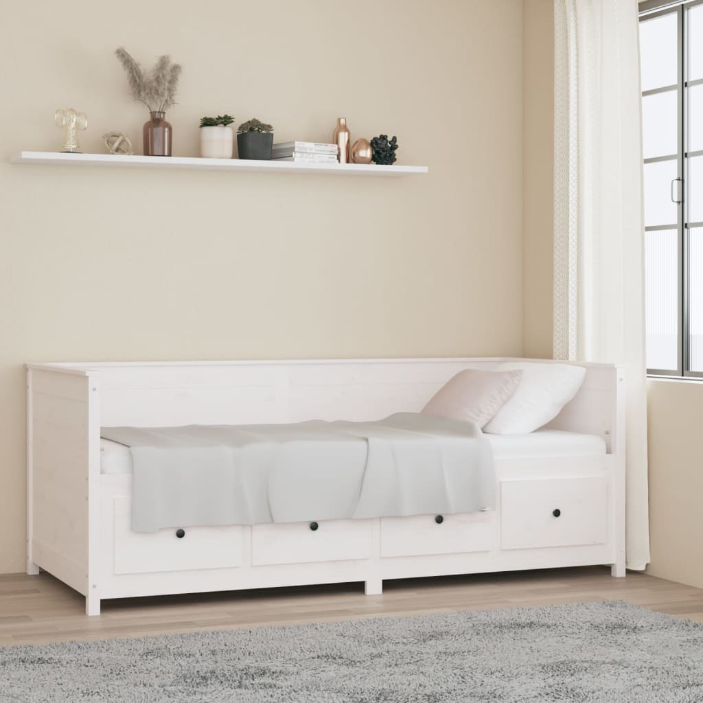 Lit de jour sans matelas blanc 80x200 cm bois de pin massif