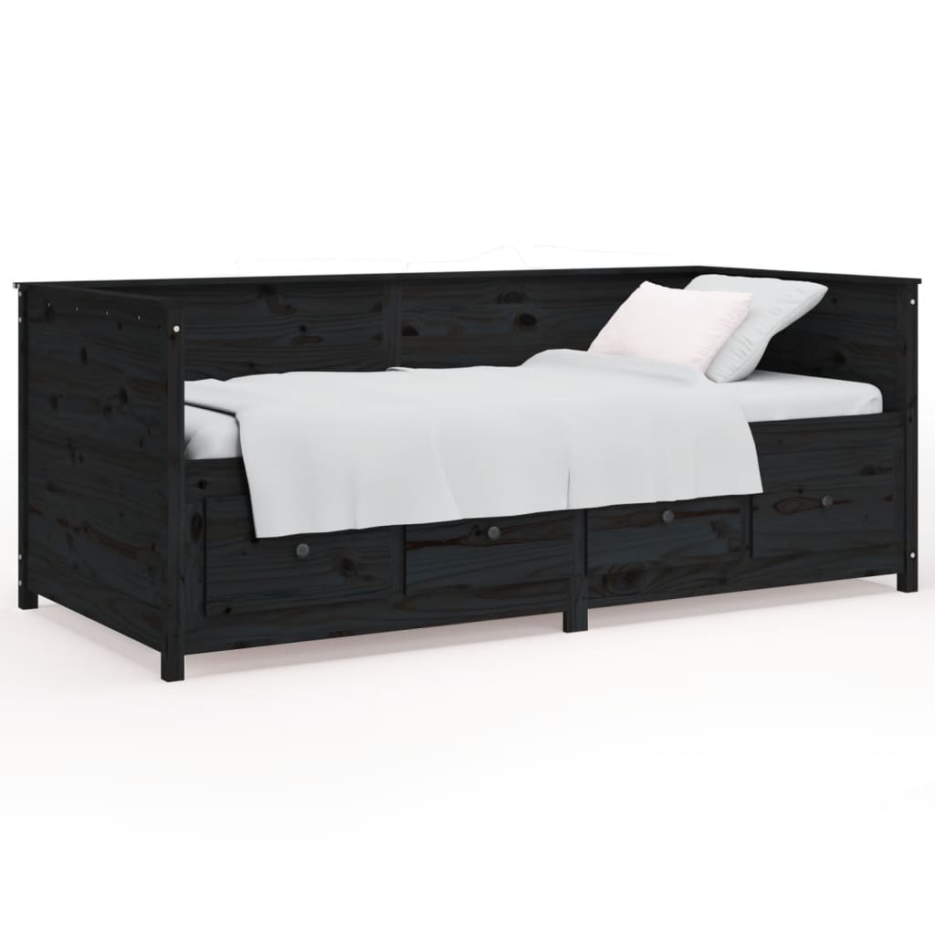 Day bed without mattress black 80x200 cm solid pine wood