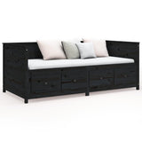 Day bed without mattress black 80x200 cm solid pine wood