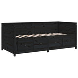 Day bed without mattress black 90x190 cm solid pine wood