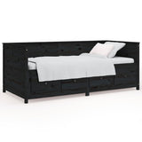 Day bed without mattress black 75x190 cm solid pine wood