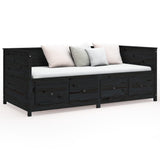 Day bed without mattress black 75x190 cm solid pine wood