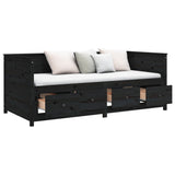 Day bed without mattress black 75x190 cm solid pine wood