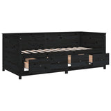 Day bed without mattress black 75x190 cm solid pine wood