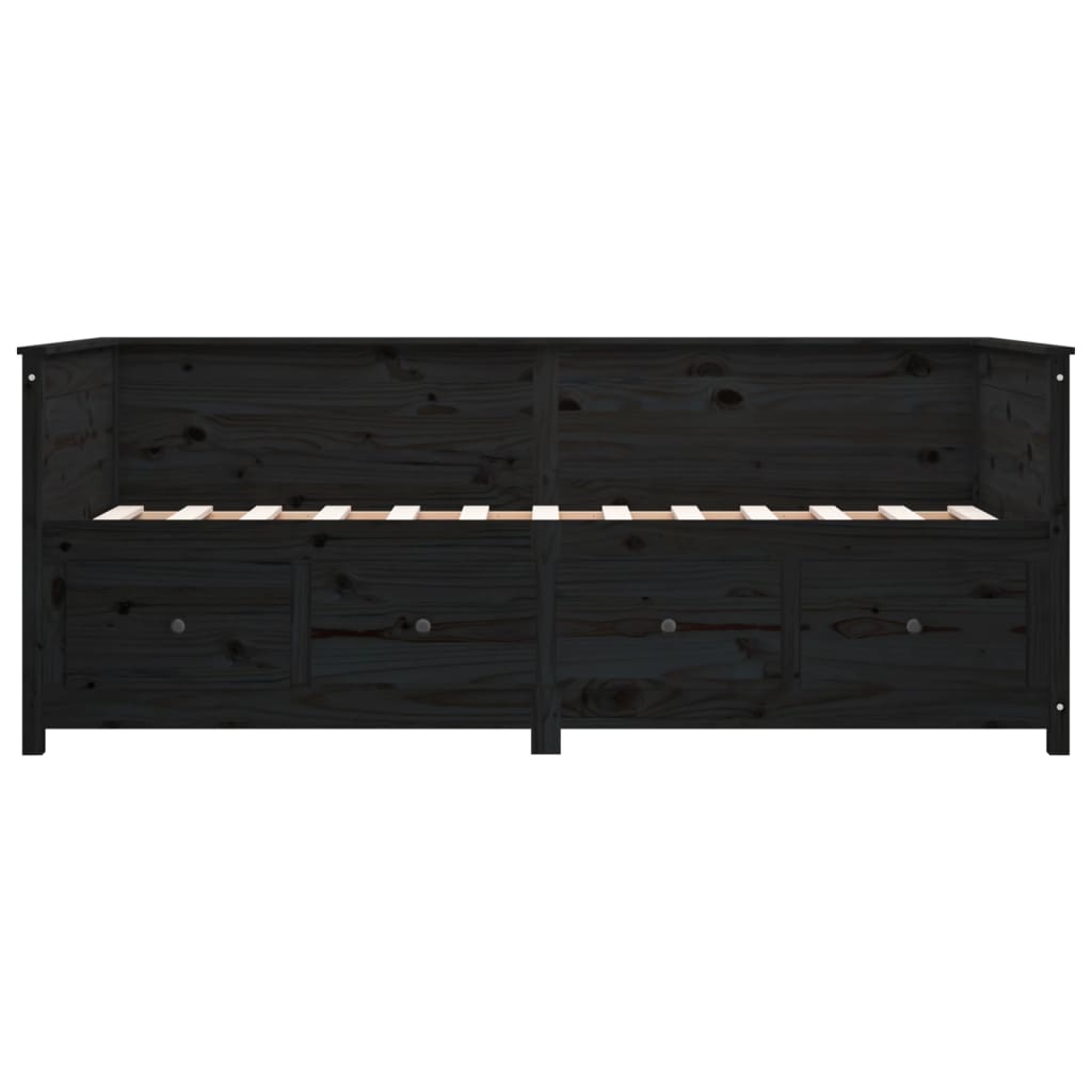 Day bed without mattress black 75x190 cm solid pine wood