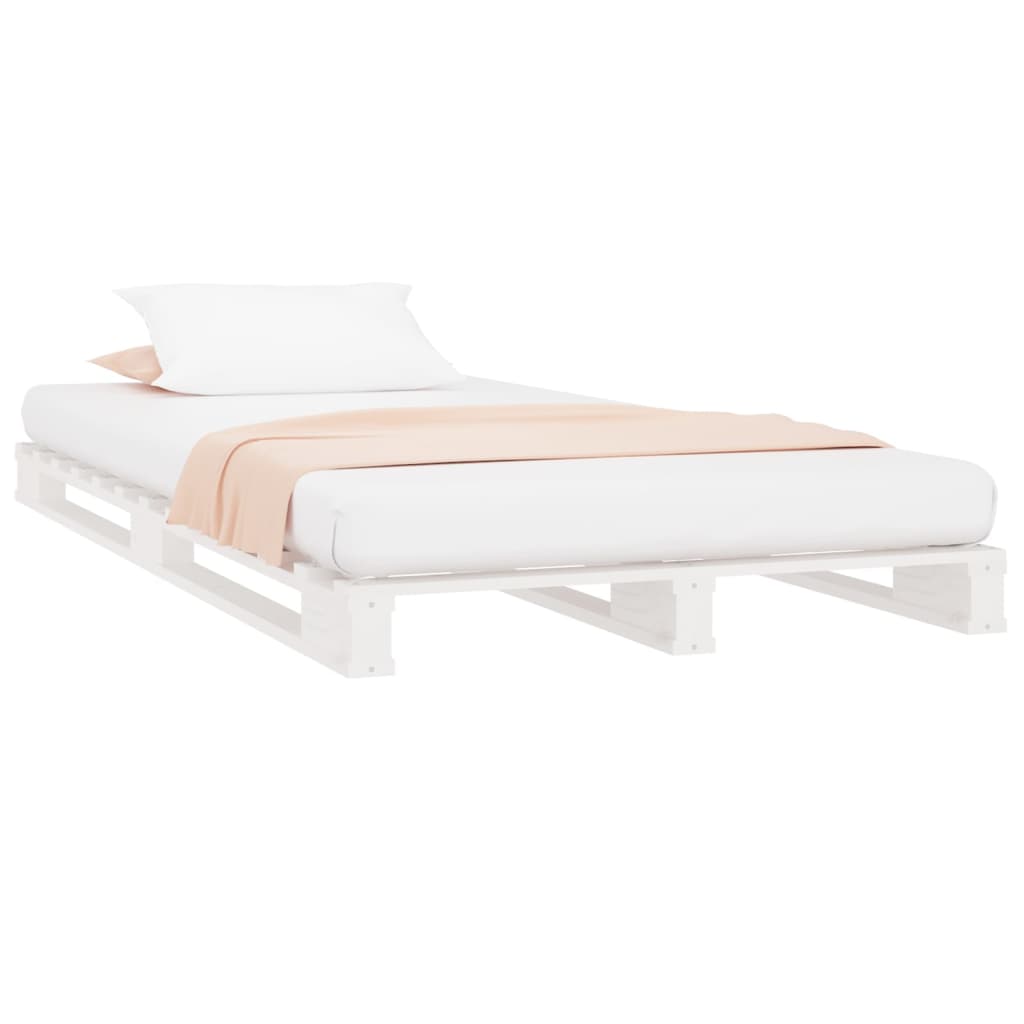 White pallet bed 100x200 cm solid pine wood