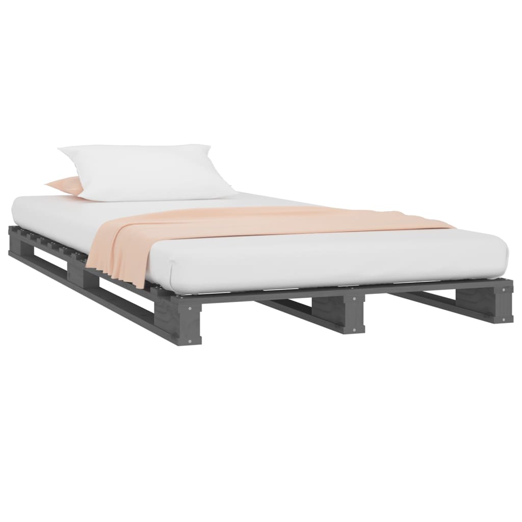 Pallet bed without mattress gray 100x200 cm solid wood