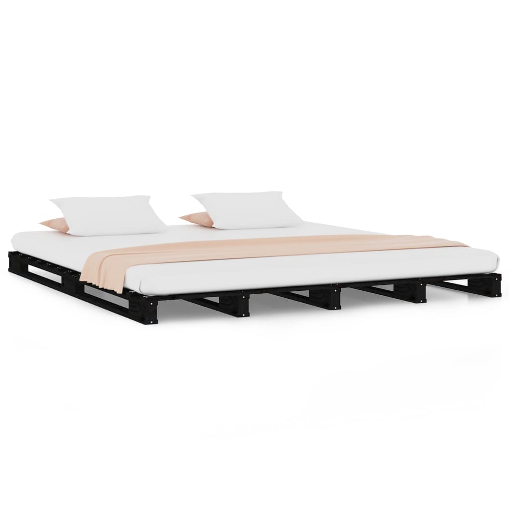 Pallet bed without mattress black 120x200 cm solid wood