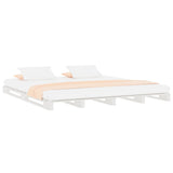 Pallet bed without mattress white solid wood