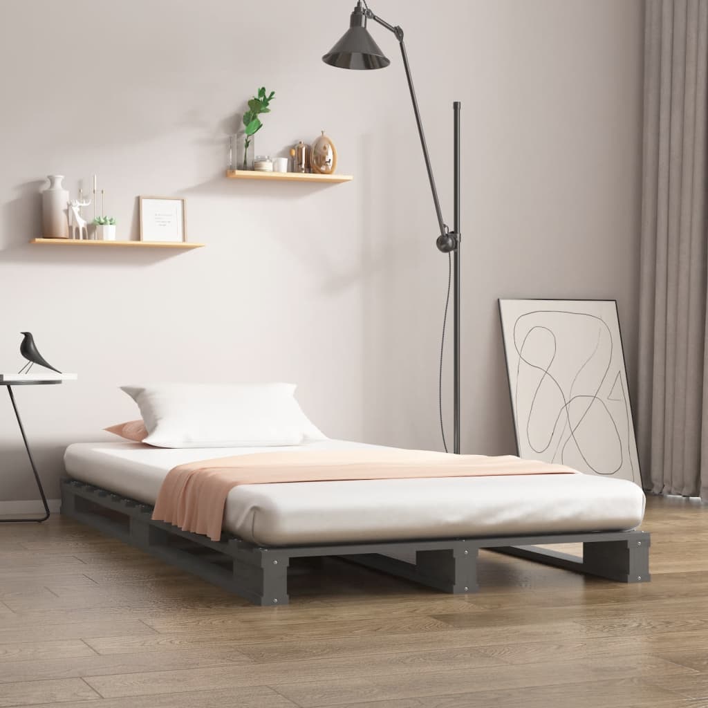 Pallet bed without mattress gray solid wood