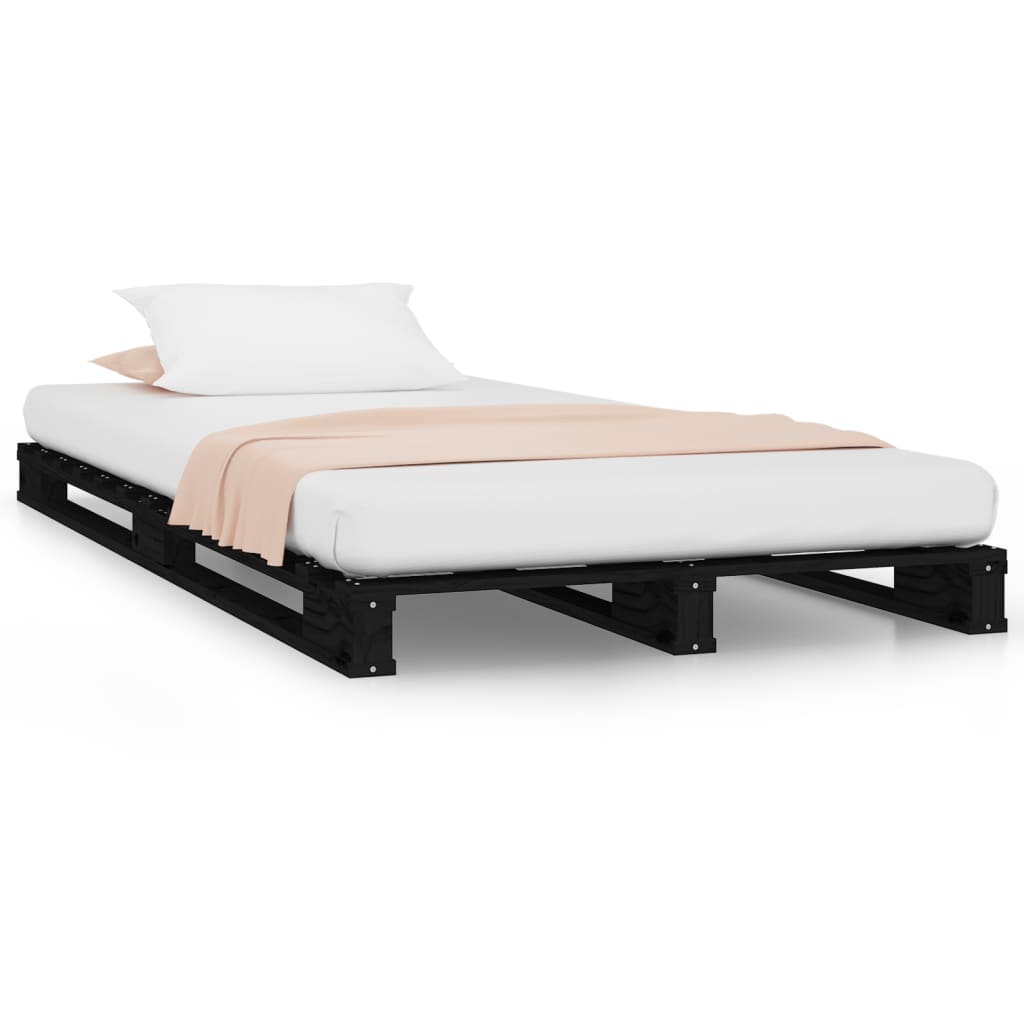 Pallet bed without mattress black solid wood