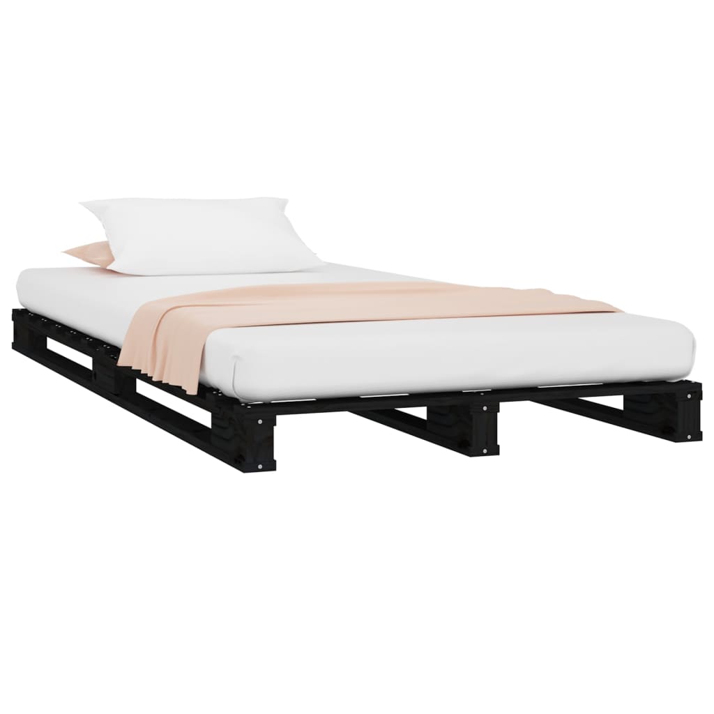 Pallet bed without mattress black solid wood