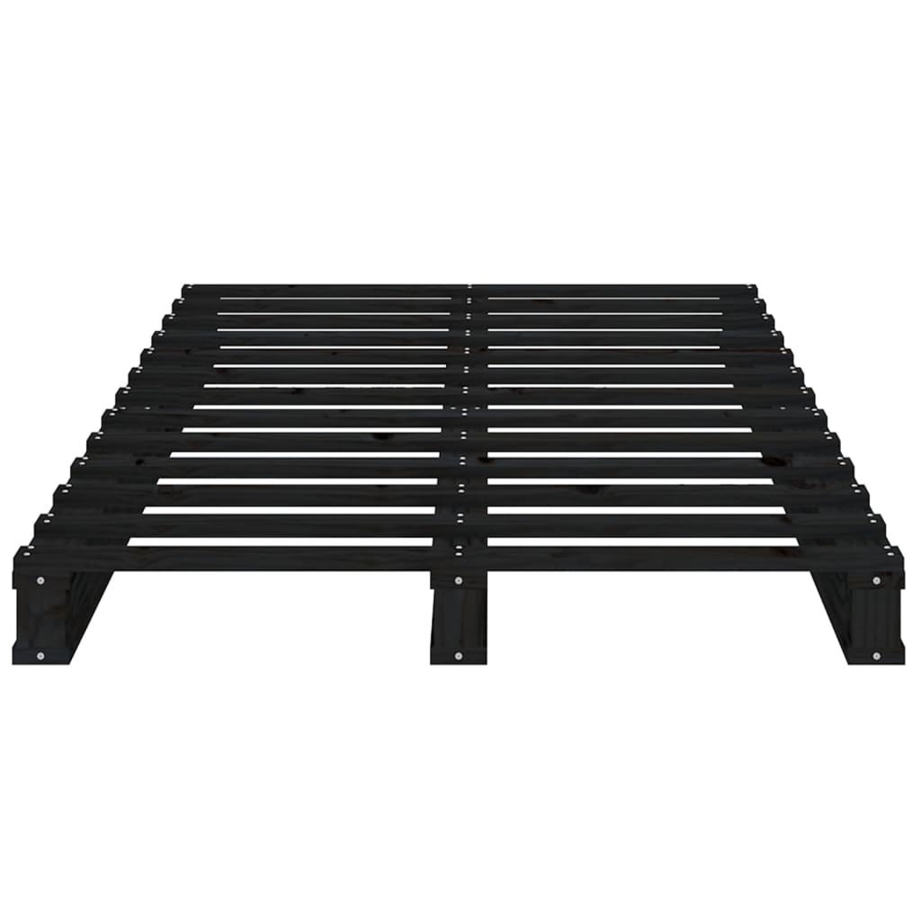 Pallet bed without mattress black solid wood