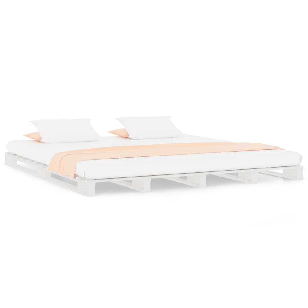 Pallet bed without mattress white solid wood