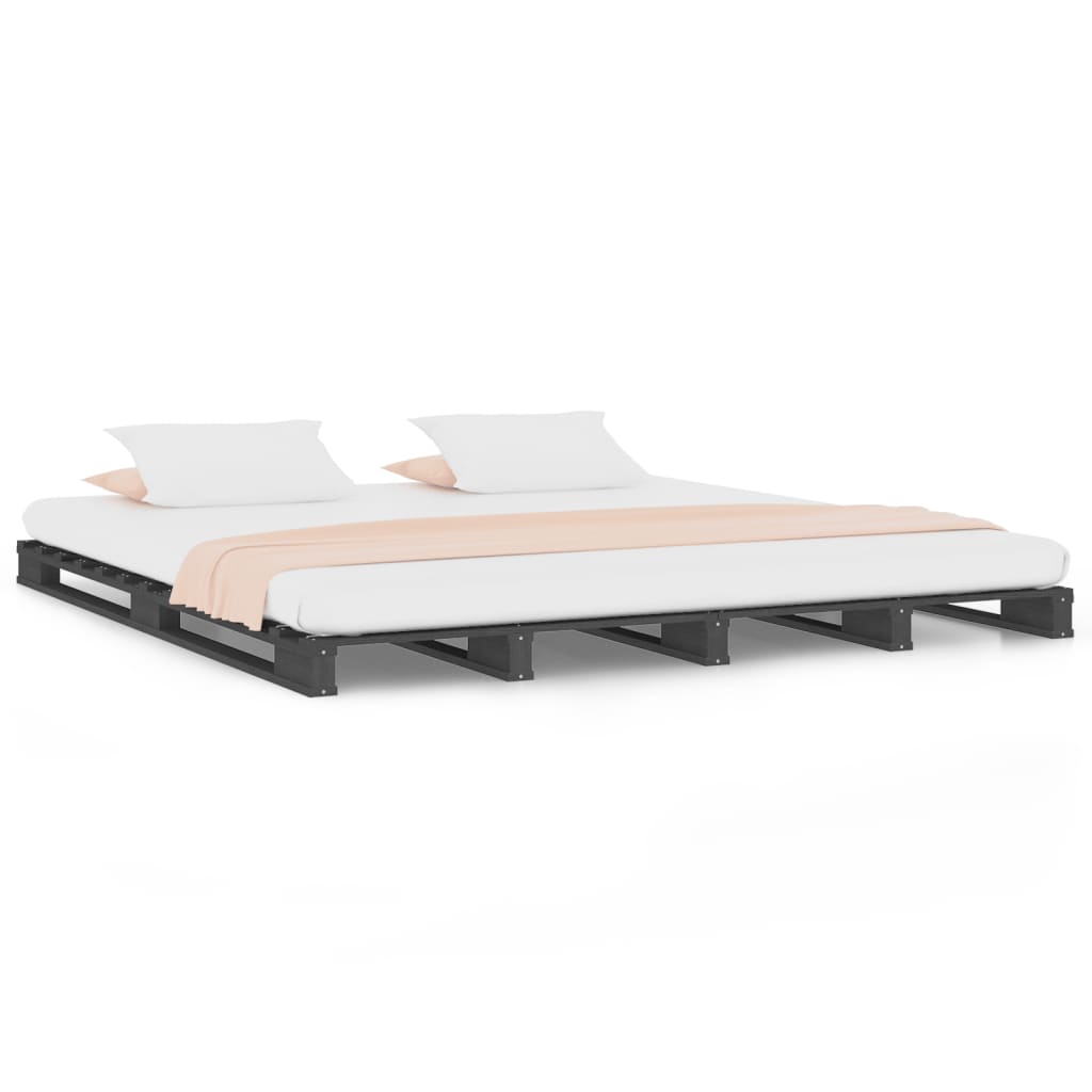 Lit de palette sans matelas gris bois massif