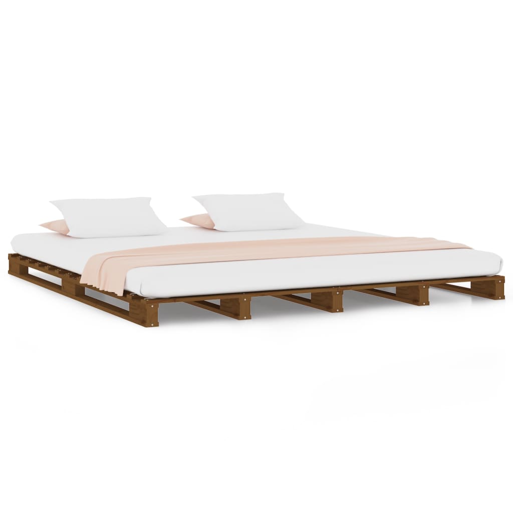 Pallet bed without mattress honey brown solid wood