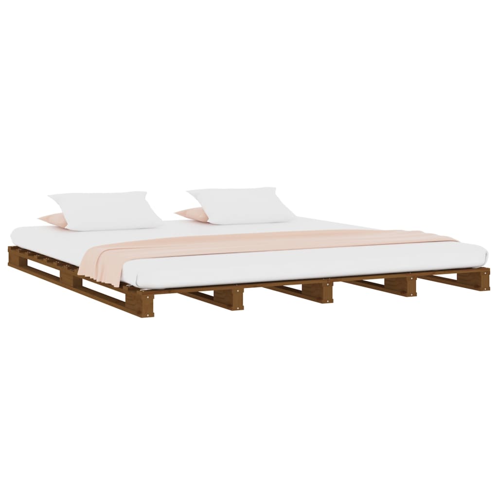 Pallet bed without mattress honey brown solid wood