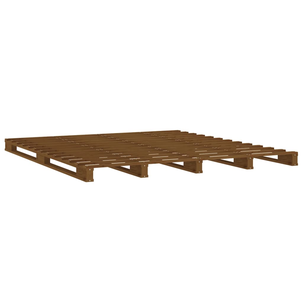 Pallet bed without mattress honey brown solid wood