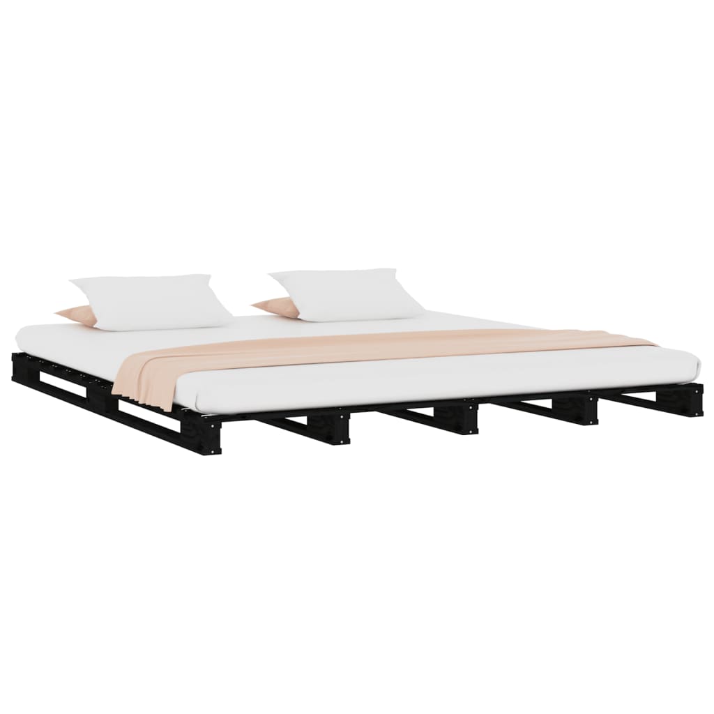 Pallet bed without mattress black solid wood