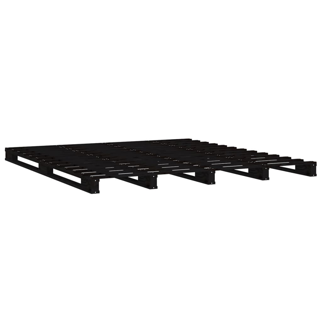 Pallet bed without mattress black solid wood