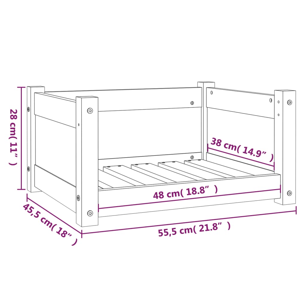 Lit pour chien Blanc 55,5x45,5x28 cm Bois massif de pin