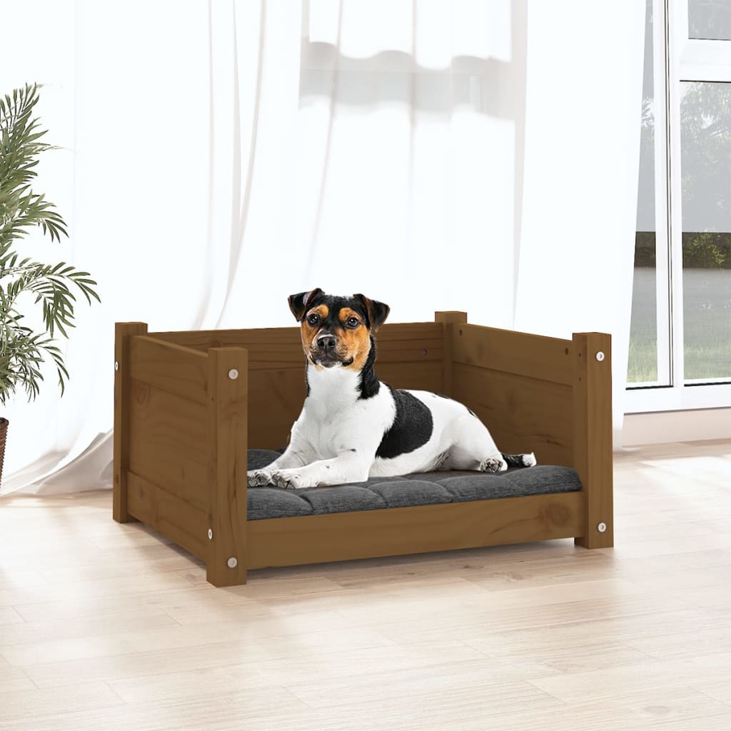 Dog bed Honey brown 55.5x45.5x28 cm Solid pine wood