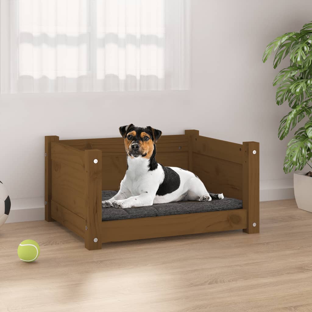 Dog bed Honey brown 55.5x45.5x28 cm Solid pine wood