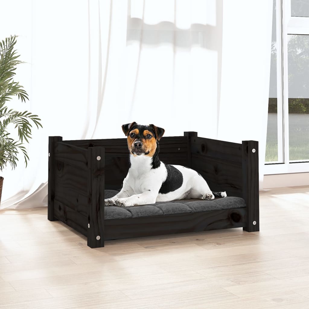 Black dog bed 55.5x45.5x28 cm Solid pine wood