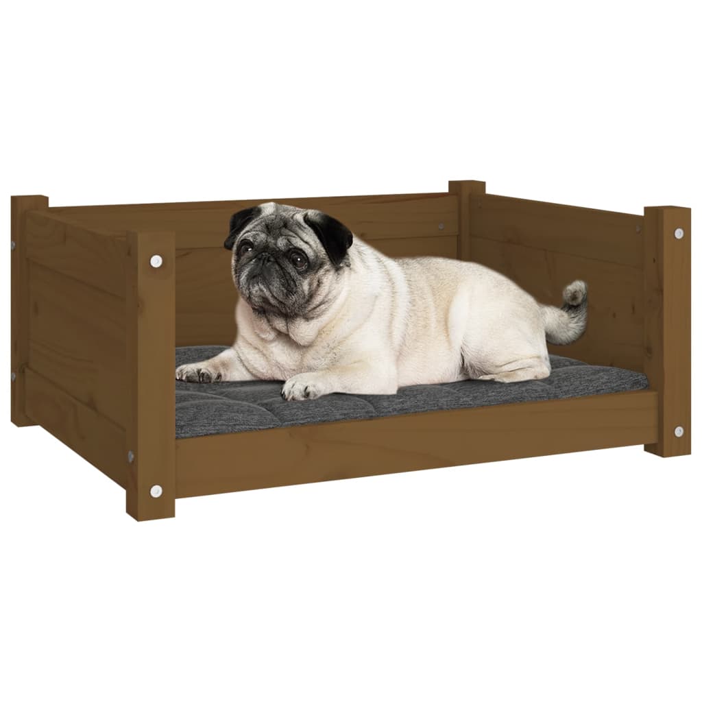 Lit pour chien Marron miel 65,5x50,5x28 cm Bois de pin solide