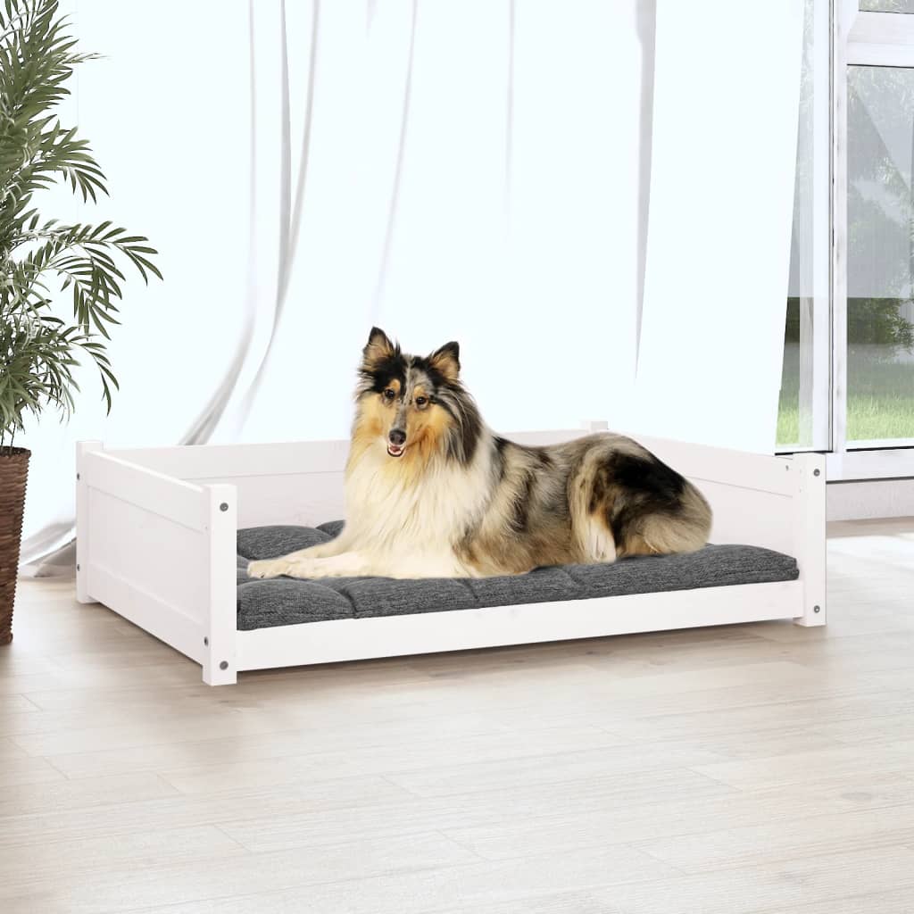 Dog bed White 95.5x65.5x28 cm Solid pine wood