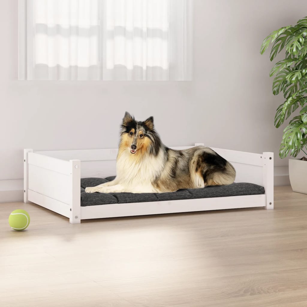 Dog bed White 95.5x65.5x28 cm Solid pine wood