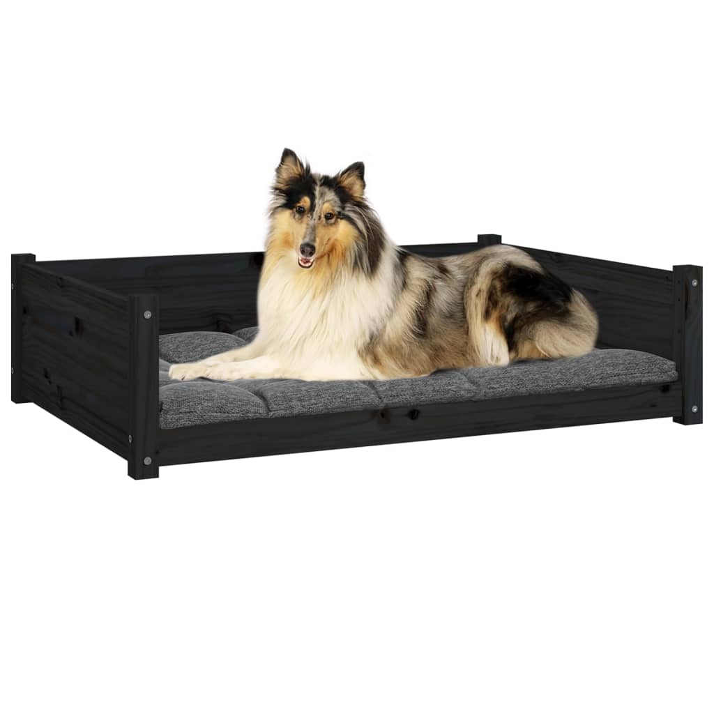 Lit pour chien Noir 95,5x65,5x28 cm Bois de pin solide