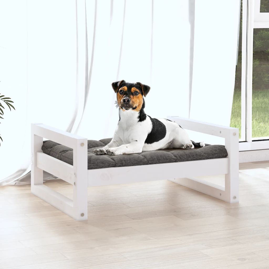 Dog bed White 55.5x45.5x28 cm Solid pine wood