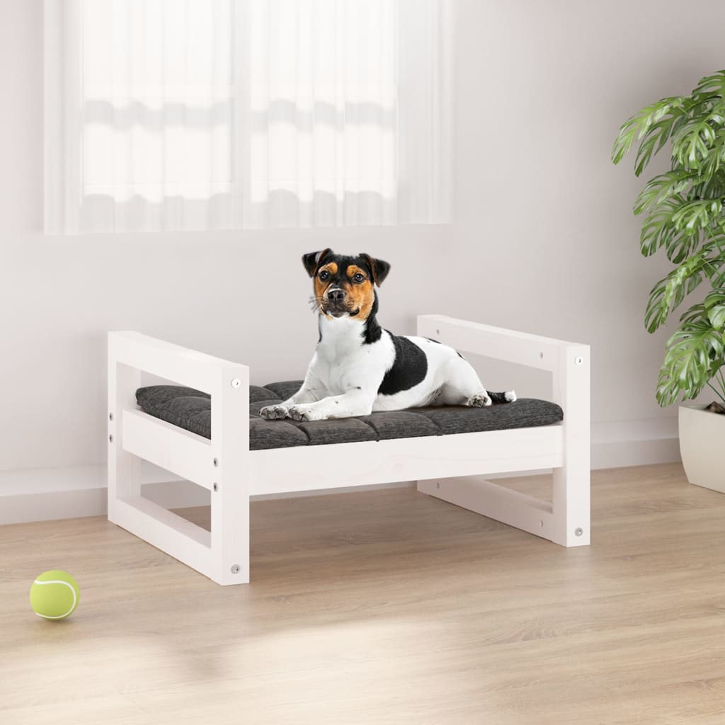 Dog bed White 55.5x45.5x28 cm Solid pine wood