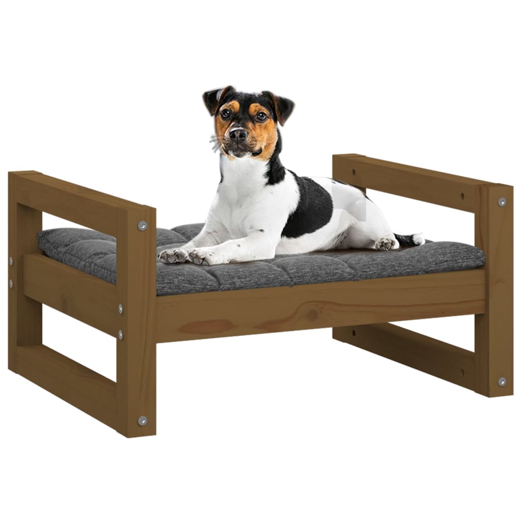 Dog bed Honey brown 55.5x45.5x28 cm Solid pine wood