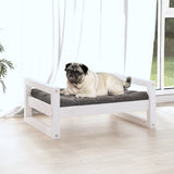 Lit pour chien Blanc 65,5x50,5x28 cm Bois de pin solide