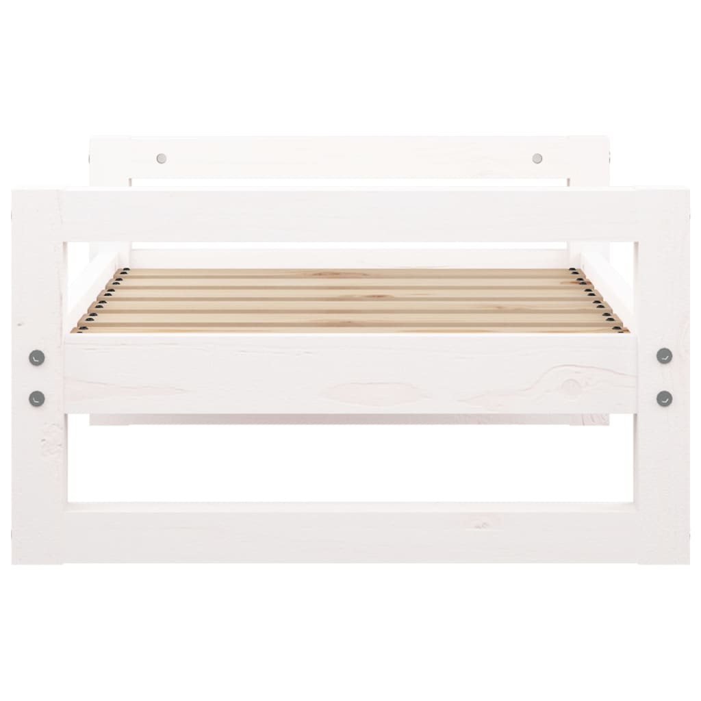 Lit pour chien Blanc 65,5x50,5x28 cm Bois de pin solide