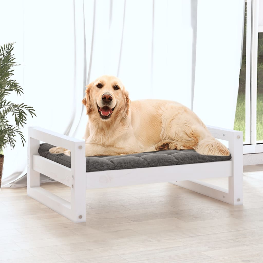 Dog bed White 75.5x55.5x28 cm Solid pine wood