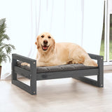 Lit pour chien Gris 75,5x55,5x28 cm Bois de pin solide