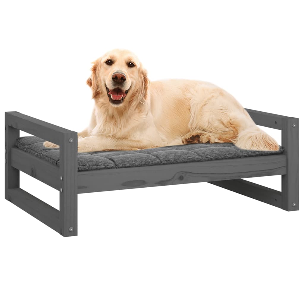 Lit pour chien Gris 75,5x55,5x28 cm Bois de pin solide