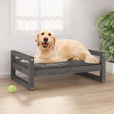 Lit pour chien Gris 75,5x55,5x28 cm Bois de pin solide