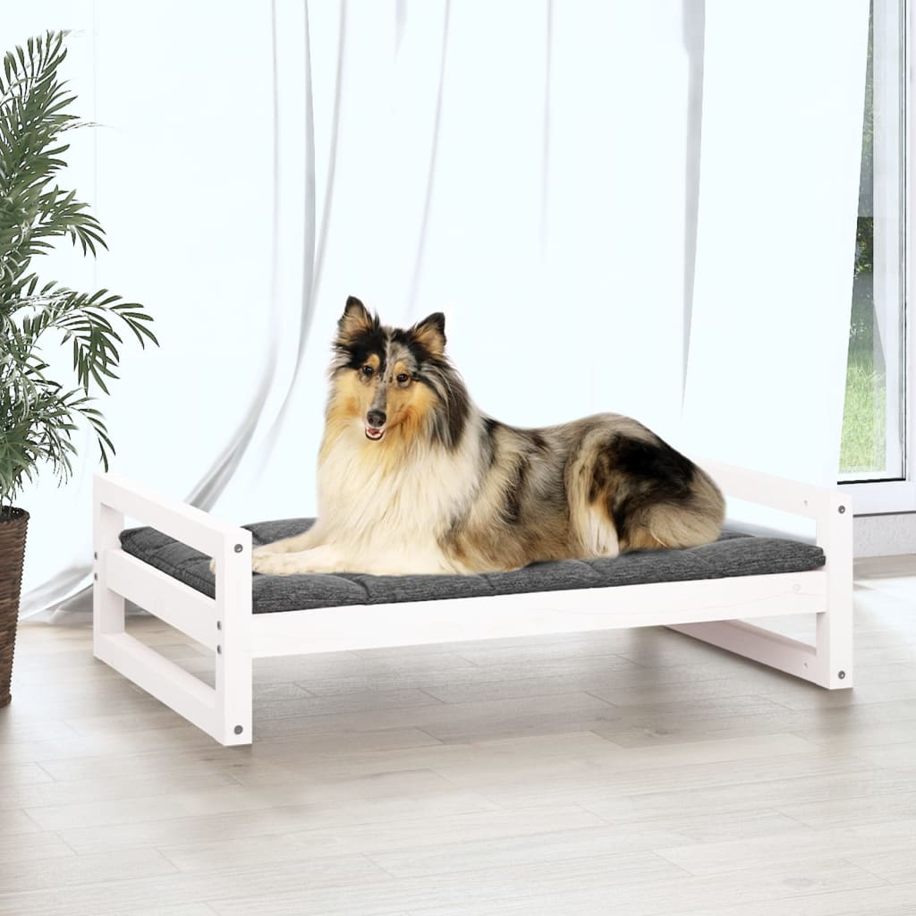 Dog bed White 95.5x65.5x28 cm Solid pine wood