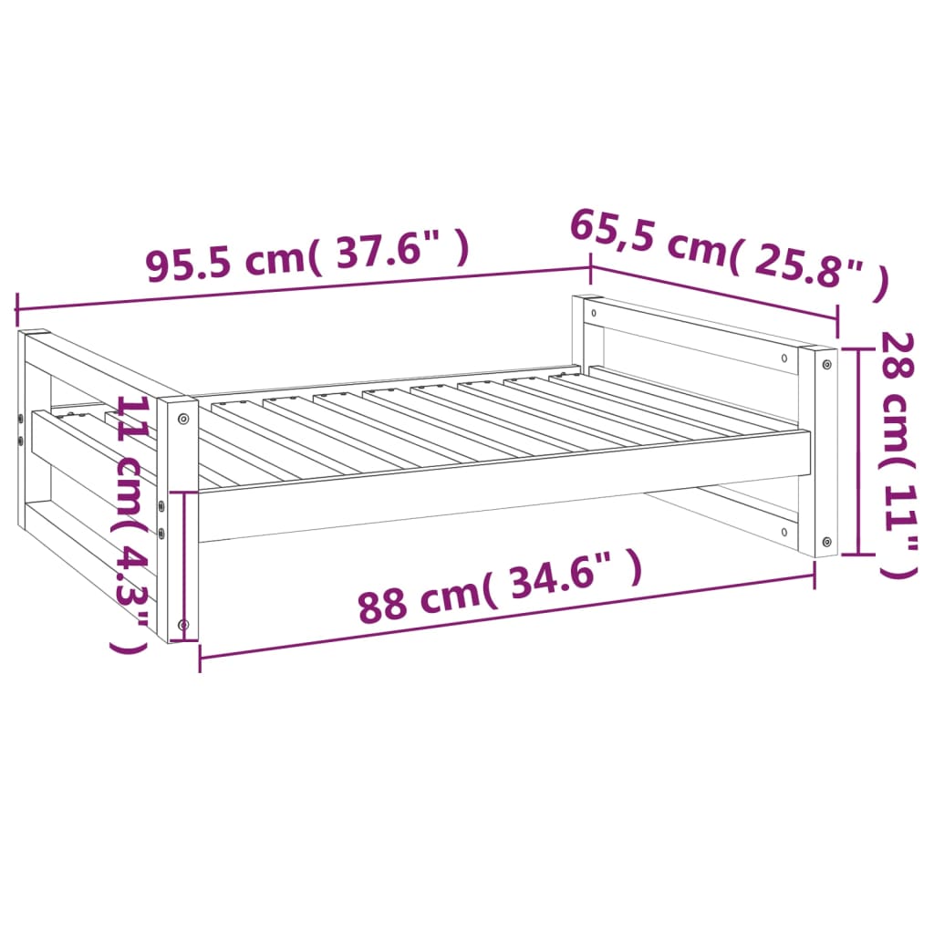 Dog bed White 95.5x65.5x28 cm Solid pine wood