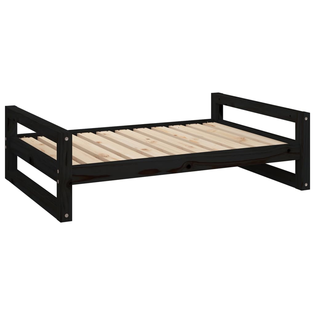 Lit pour chien Noir 95,5x65,5x28 cm Bois de pin solide