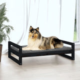 Lit pour chien Noir 95,5x65,5x28 cm Bois de pin solide