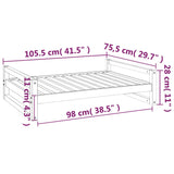 Hundebett Weiß 105,5x75,5x28 cm Massives Kiefernholz