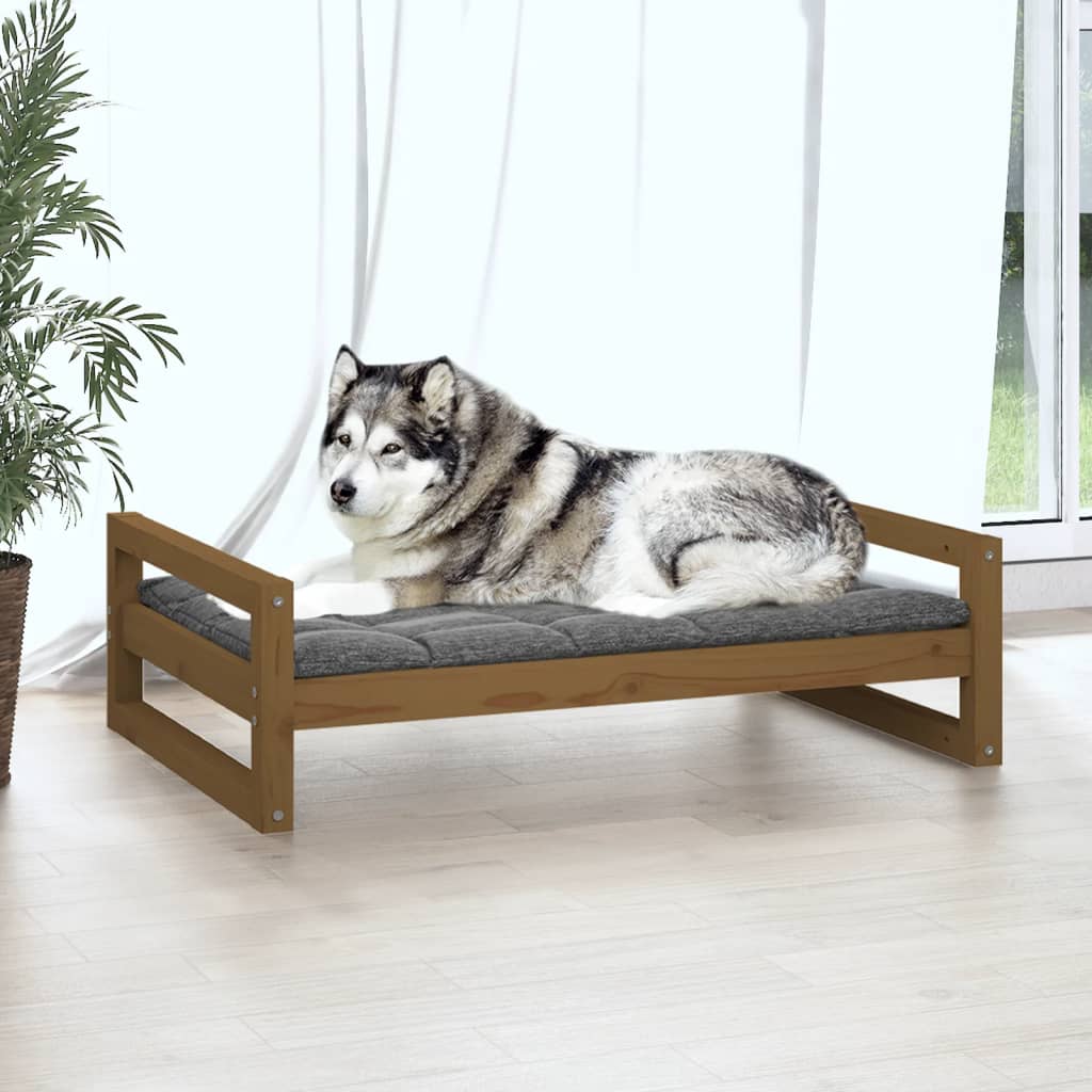 Dog bed Honey brown 105.5x75.5x28 cm Solid pine wood